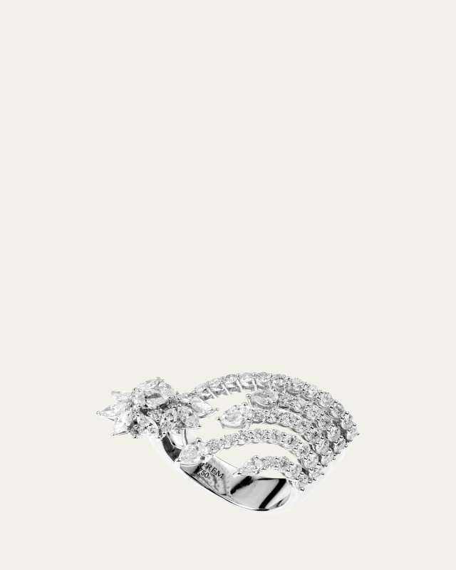 18K White Gold Round, Marquise and Pear Diamond Spread Ring